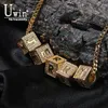 Pendant Necklaces Uwin DIY initials Necklace For Women Custom Cube Letters Choker Fashion Charm Personalization Hip Hop Jewelry Gifts 231212