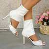 Sandalen Dames Mond Vis Sexy Zomer Hoge kwaliteit Pu Superhak Terug Rits Cool Boot Mode Feest Bruiloft Schoen 82662 10512 91684