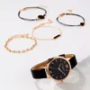 Relógios de pulso feminino quartzo pulseira de couro relógio analógico pulseira conjunto feminino casual senhoras relógios montres femmes