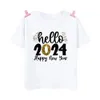 Pullover Hello 2024 Happy Year Print Dziecka Towala chłopcy dziewczęta Ubrania Zimowa impreza