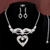 18K Silver Plated Rhinestone Austrian Crystal Necklaces Earring Stick Bride Charm Jewelry Sets for Bridal Wedding281u