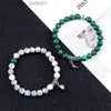 Urok bransolety gorąca sprzedaż 2PCS/zestaw koralików Bransoletka na RS Stone Stone Dystans Magnet Para Bracelets Przyjaźń Biżuteria Prezent 231214