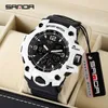 SANDA Uomo Orologi Militari G Style Bianco Orologio sportivo LED Digital 50M Orologio impermeabile S THOCK Orologio maschile Relogio Masculino G1022293I