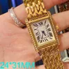 Luxe dames Designer Watch Fashion Quartz Horloges Lady Watch Set Vintage Tank Watches Diamond Gold Platinum Rechthoek Watch Roestvrijstalen geschenken voor paar