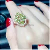 Cluster Rings Cluster Rings Per Jewelry Rhombus Style Ring Natural Real Peridot 0.3Ctx9Pcs Gemstone 925 Sterling Sier T205271 Drop Del Dhxrd