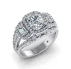 Dazzling Women Luxury Cocktail Silver Natural Gemstone White Sapphire Bride Engagement Wedding Ring Size 5 121671541