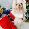 Odzież dla psów Santa garnitura Pet Costume Costume Gold Velvet Fabric Claus Rola Gra Red Winter Dress