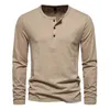 Men's Casual Shirts Mens Autumn High Quality Cotton Pullover Henley Slim Fit Long Sleeves Shirt Breathable Outdoor T Top Sport