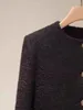 Kvinnors jackor kvinnor tweed set en breasted långärmad o-hals 2023 höstrock eller hög midja a-line elegant mini kjol