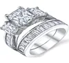 Wedding Rings Choucong Brand Unique Luxury Jewelry 925 Sterling Silver Three Stone Princess Cut 5A Cubic Zirconia Bridal Ring Set7054061