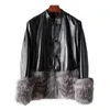 Women's Leather A Small Amount Of Clothing 2023 Winter Haining Genuine Sheepskin Spliced Fur Single Coat