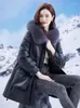 Cappotto da donna in pelle 2023 promozione abbigliamento invernale di media lunghezza capelli rimovibili in pelliccia di montone