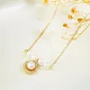Pingente colares simples pérola concha zircão colar para mulheres estilo coreano concha mar corrente diy jóias namoradas festa presente 2023