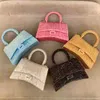 Bolso de mano con diamantes de imitación con incrustaciones de reloj de arena con asa superior Bolsos para mujer Bolso bandolera con bandolera Bolso de diseñador Bolso de cuero genuino de lujo Bolso de noche