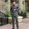 Mäns kostymer Fashion Style for Men 2 Piece Stand Collar Jacket Pants Set Formal Groom Wedding Prom Tuxedo Blazer Terno Masculino