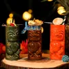 Vinglas med Hawaii Style Ceramic Tiki Mug Cocktail Creative Easter Island Cold Drink Cup For Kitchen Bar Party Whisky Beer Drinkware 231212