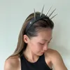 Hair Clips Spiked Headband Black 90s Vintage Leather HairBand Punk Headwear Costume Halloween Cosplay Gothic Accessories