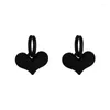 Studörhängen Vintage Hyperbol Black Heart Pendant For Women Personality Round Hoop Ms Girl Travel Accessories