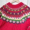 Pulls pour femmes Pull en tricot imprimé Argyle Motif Ins O-Cou Haute Noël Vintage Staight OL Bohème Manches longues Casual Noël