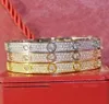 2021 Nouveau Luxe Trois Rangées Forets Complets Titane Acier Or Argent Manchette Pour Femmes Hommes Bijoux Bracelets Cadeaux Avec Bag6723892