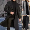 Men's Wool Blends Men's Wool Blends S-3XL Winter Men Coats Woolen Solid Long Sleeve Jackets Fleece Men Overcoats Streetwear Fashion Long Trench Outerwear 231212