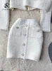 Zweiteiliger Kleid Singreiny Herumn Women Office Dame Anzüge koreanischer Knopf Design Strickjacke Rock Camis Hochqualität lässige drei Stücke 231212