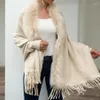 Scarves Fur Collar Winter Shawls And Wraps Bohemian Fringe Oversized Womens Ponchos Capes Batwing Sleeve Cardigan275P