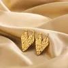 Brincos de argola criativo martelado polígono geométrico texturizado para mulheres cor dourada aço inoxidável hexagonal fivela de orelha aros joias presente