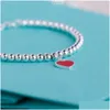 Con cuentas 100% S925 Sier Corazón de lujo con cuentas Etiqueta Strands Pulsera Mujeres Joyería Fina Cuentas de moda Cadena Pulseras de bolas redondas para Girlfrie Dhgef