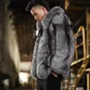 Men's Fur Faux Fur fox hair imitation fur grass men's coat short style autumn and winter warmth silver fox coat men's leather jacket 231211