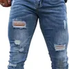 Jeans masculinos dropship etiqueta personalizada logotipo de alta qualidade rasgado jens para homem calças jeans skinny homens streetwear