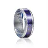 Jqueen 8mm acciaio di Damasco intarsiato modello drago blu opale fondo carta tungsteno anello fedi nuziali266E