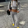 Pantalon de deux pièces pour femmes Femmes Yoga Set Activewear avec haut court taille basse 2 couleur unie élastique rond pour fitness