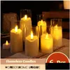 Candles Candles 6Pcs Led Flameless Electric Lamp Acrylic Glass Battery Flickering Fake Tealight Candle Bk For Wedding Christmas Drop D Dhlz9