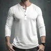 Men's Casual Shirts Mens Autumn High Quality Cotton Pullover Henley Slim Fit Long Sleeves Shirt Breathable Outdoor T Top Sport