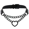 Choker Adjustable Heart Necklace Leather Metal Chain Hiphop Cute Cosplay Collar Punk Gothic Harajuku Fashion Jewelry