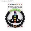 Braccialetti con ciondoli Bracciale 7 Chakra con carta di significato per uomo donna Cristallo naturale Guarigione Ansia Gioielli Mandala Yoga Meditazione Bracciale RegaloL231214