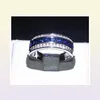 Utsökta män 10kt vitt guldfyllt varumärke Ring Blue Sapphire CZ Runda kristallsmycken för bröllopsengagemang Gift Storlek 812 4269787415983