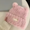 Boinas anti-deslizamento de inverno chapéu aconchegante Urso de desenho animado para mulheres grossas tampa de proteção à orelha à prova de vento de pelúcia externa