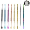 120mm 티타늄 도구 DAB 흡연 액세서리 드라이 허브 기화기 PP 가방 화려한 Dabber Wax Remover Cleaning Gold/Silver/Rainbow/Blue/Rose Gold/Red Color