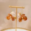 Boucles d'oreilles créoles pour la saint-valentin, atmosphère, sens de la tendresse, dégradé de couleurs, pétale de Collision, perle de fleur rétro féminine