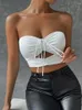 Women's Tanks Fashion Style Clothing 2023 Cut Out Drawstring Vest Bandeau Sexy Ultra Short Bottoming Tube Top