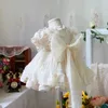 Flickor klänningar baby flicka lolita prinsessan klänning småbarn barn vintage elegant båge spets tutu vestido fest födelsedagsdräkt kläder 1 10y 231211