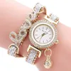 Horloges Mode Dames Multi-layer Armband Quartz Horloge Legering Kristal Liefdesbrief Band Horloge Sieraden Geschenken JRDH889190g