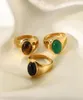 Cluster Ringen Elegant Vintage Roestvrij Staal Voor Vrouwen Bohemen Ovale Tijgeroog Steen Obsidiaan Engagement Jewelry1783408