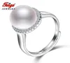 Klusterringar högkvalitativ verklig 925 Sterling Silver Natural Freshwater Pearl Ring For Women Wedding Presents Utsökt fina smycken F3310199