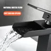 Bathroom Sink Faucets Basin Waterfall Faucet Deck Mounted Black Cold And Water Mixer Stainless Steel Washbasin Taps