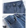 Kvinnors jeans Micro Fleared Blue for Women 2023 Spring High midja Korean Fashion Loose Elastic Straight Denim Pants Midja