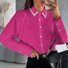 Camicette da donna Lady Dollet Down Collar Button Top Top Casual Maniche lunga patchwork Slim Shirt Office Women 2024 Sprice primavera Summer Camicetta