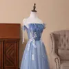 Party Dresses Ice Blue Mermaid Elegant Spaghetti Strap Bar Mitzvah Ruffle Trim Lace Applique 2023 Women's Wedding Evening Dress